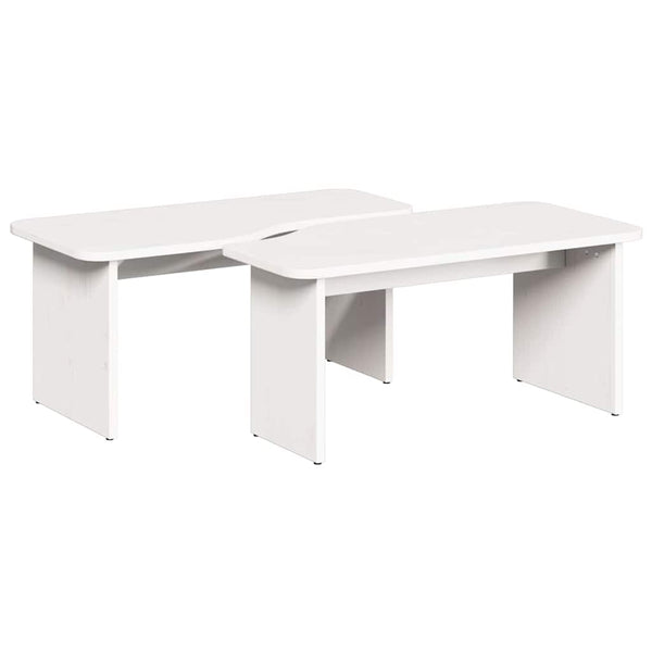 Couchtisch 2er Set Weiß Kiefer Massivholz