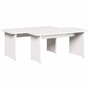 Couchtisch 2er Set Weiß Kiefer Massivholz