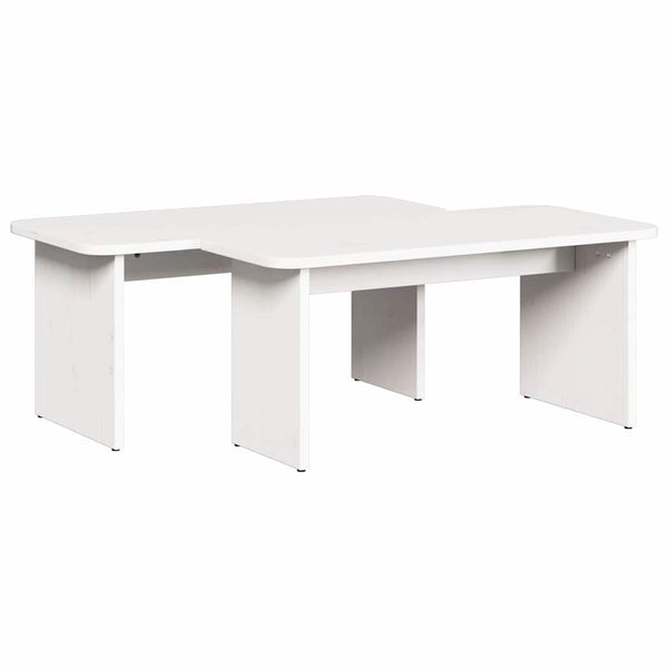 Couchtisch 2er Set Weiß Kiefer Massivholz