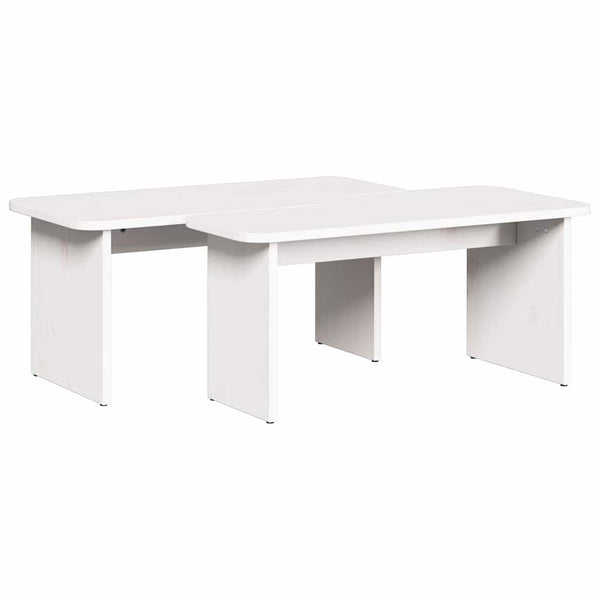 Couchtisch 2er Set Weiß Kiefer Massivholz