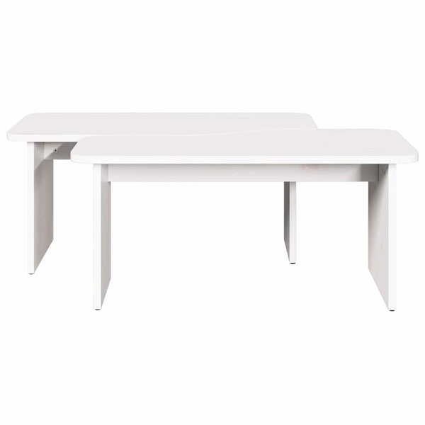 Couchtisch 2er Set Weiß Kiefer Massivholz