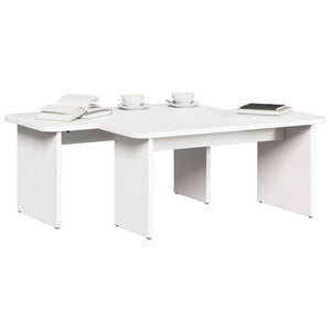 Couchtisch 2er Set Weiß Kiefer Massivholz