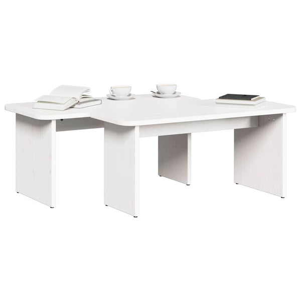 Couchtisch 2er Set Weiß Kiefer Massivholz