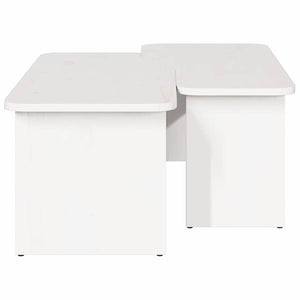 Couchtisch 2er Set Weiß Kiefer Massivholz