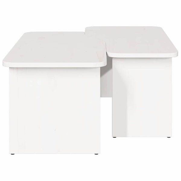 Couchtisch 2er Set Weiß Kiefer Massivholz