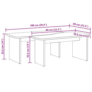 Couchtisch 2er Set Weiß Kiefer Massivholz