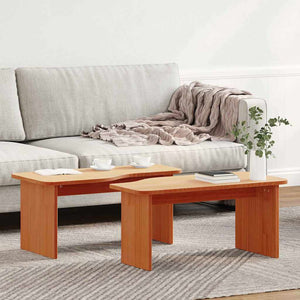vidaXL Table basse 2 pcs Marron ciré Bois de pin massif
