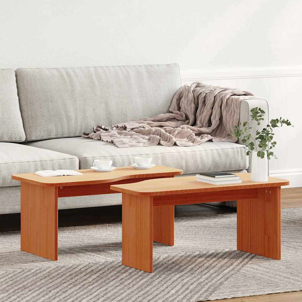 vidaXL Table basse 2 pcs Marron ciré Bois de pin massif