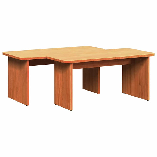 vidaXL Table basse 2 pcs Marron ciré Bois de pin massif