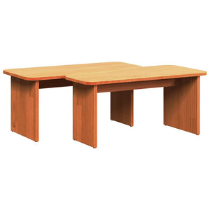 vidaXL Table basse 2 pcs Marron ciré Bois de pin massif