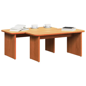 vidaXL Table basse 2 pcs Marron ciré Bois de pin massif