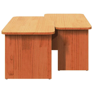 vidaXL Table basse 2 pcs Marron ciré Bois de pin massif