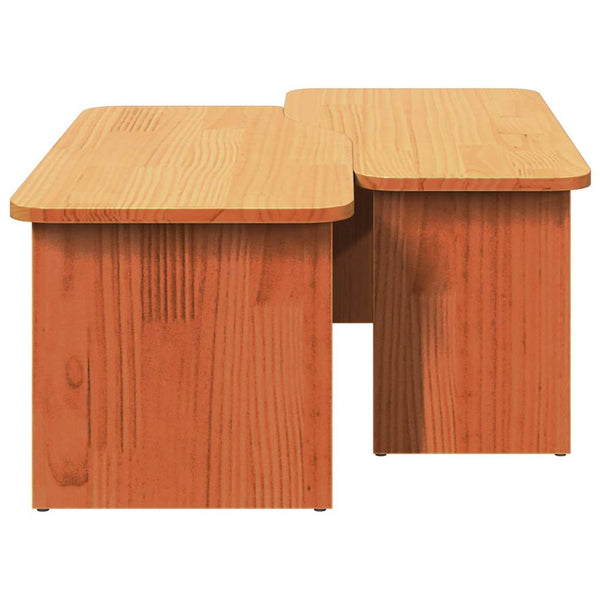 vidaXL Table basse 2 pcs Marron ciré Bois de pin massif