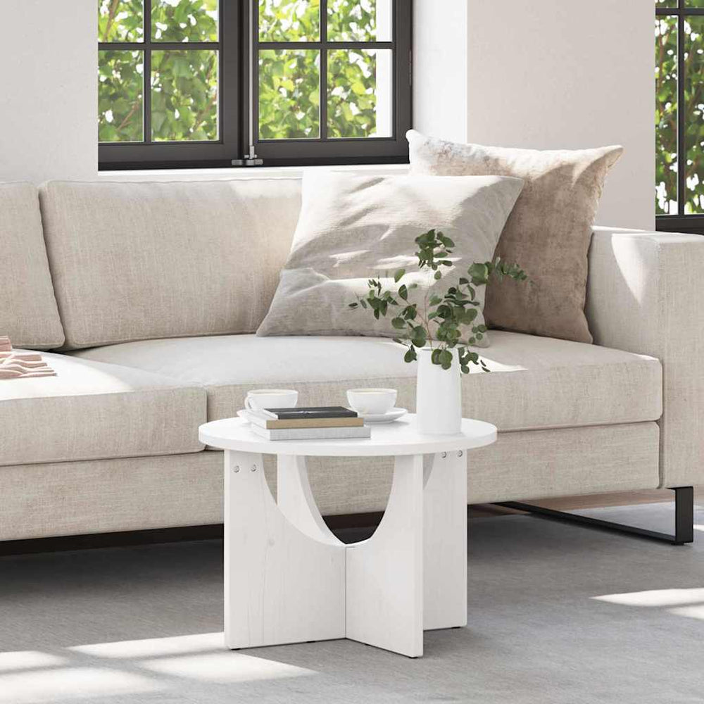 Weißer Couchtisch Kiefer Massivholz 50x50 cm