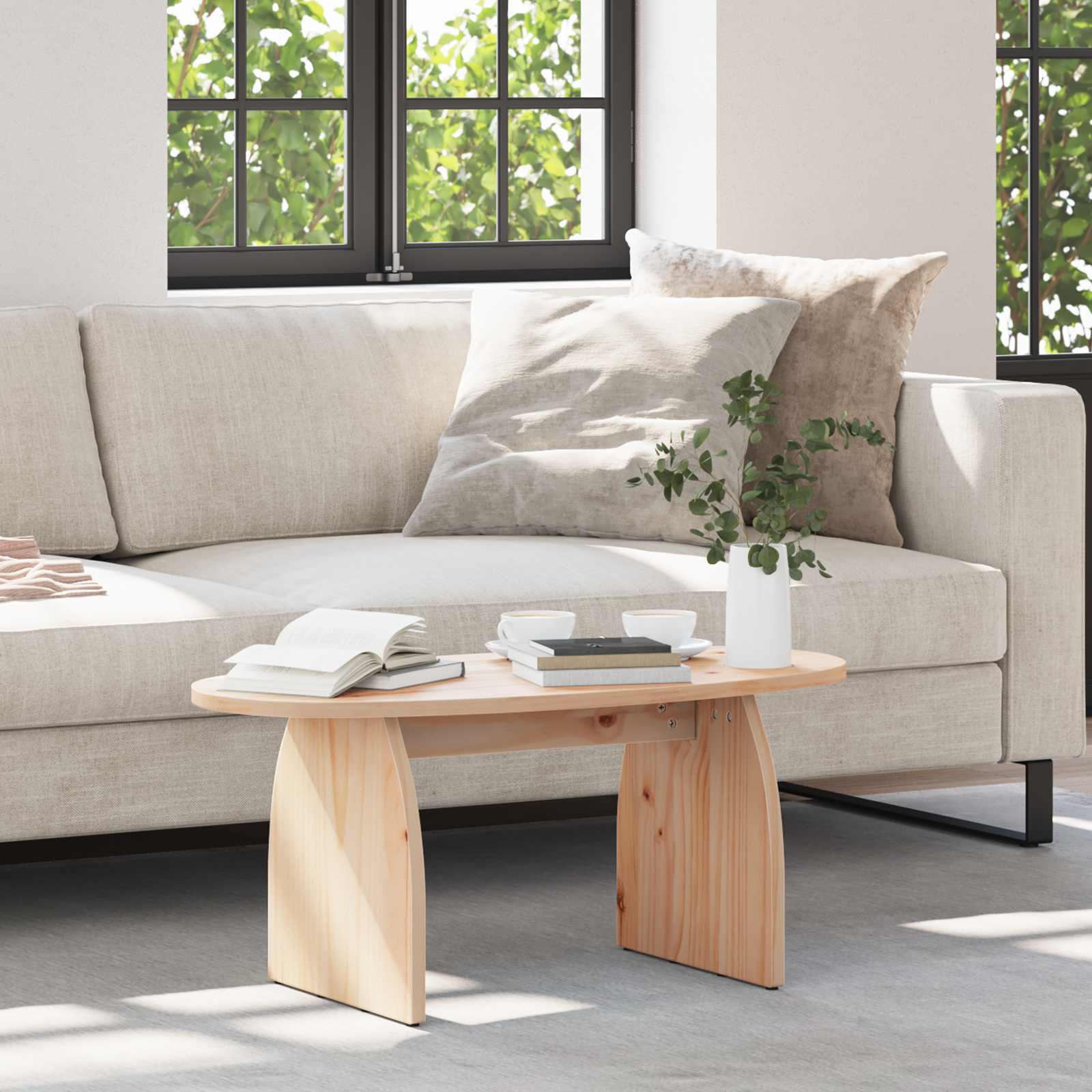 Couchtisch Braun Kiefer Massivholz 80x40 cm