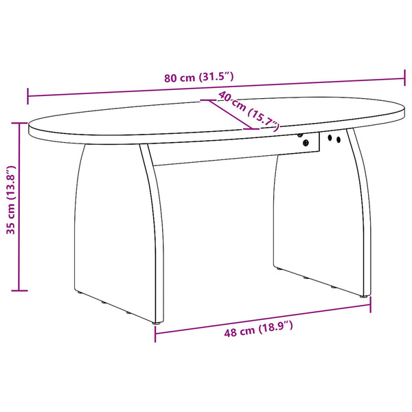 Couchtisch Braun Kiefer Massivholz 80x40 cm