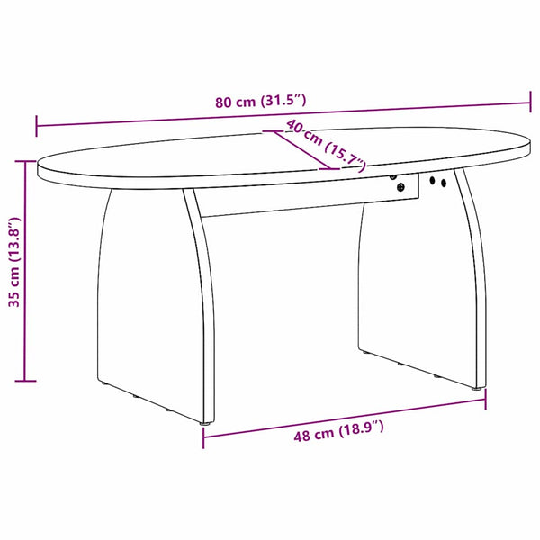 Weißer Couchtisch Kiefer Massivholz 80x40 cm