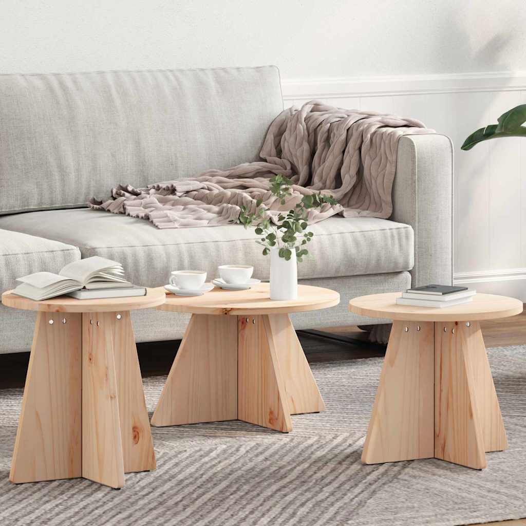 3er Couchtisch Set Natur Kiefer