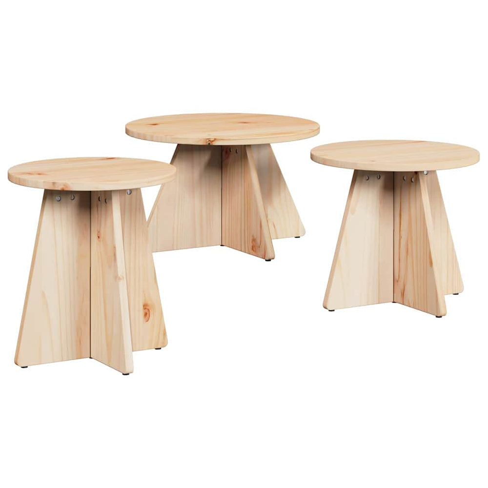 3er Couchtisch Set Natur Kiefer
