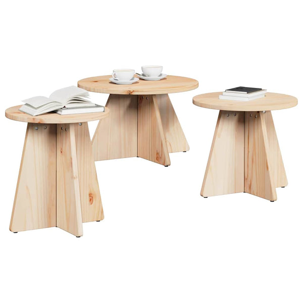 3er Couchtisch Set Natur Kiefer