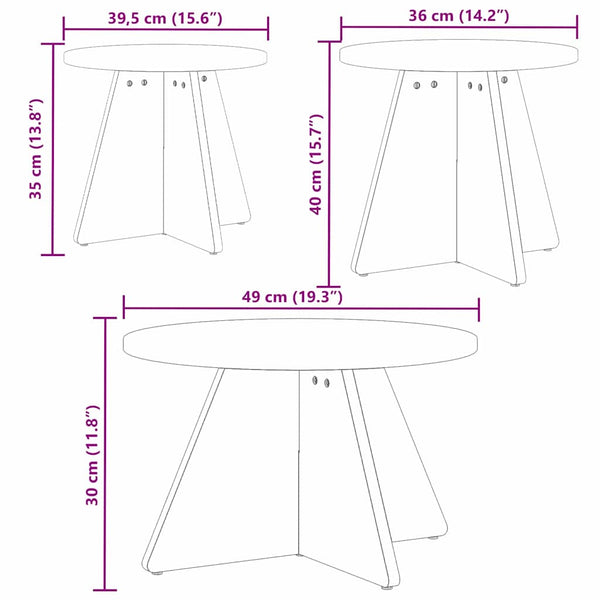 Couchtisch 3er Set, Wachsbraun