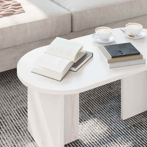 Weißer Couchtisch Kiefer Massivholz 80 cm