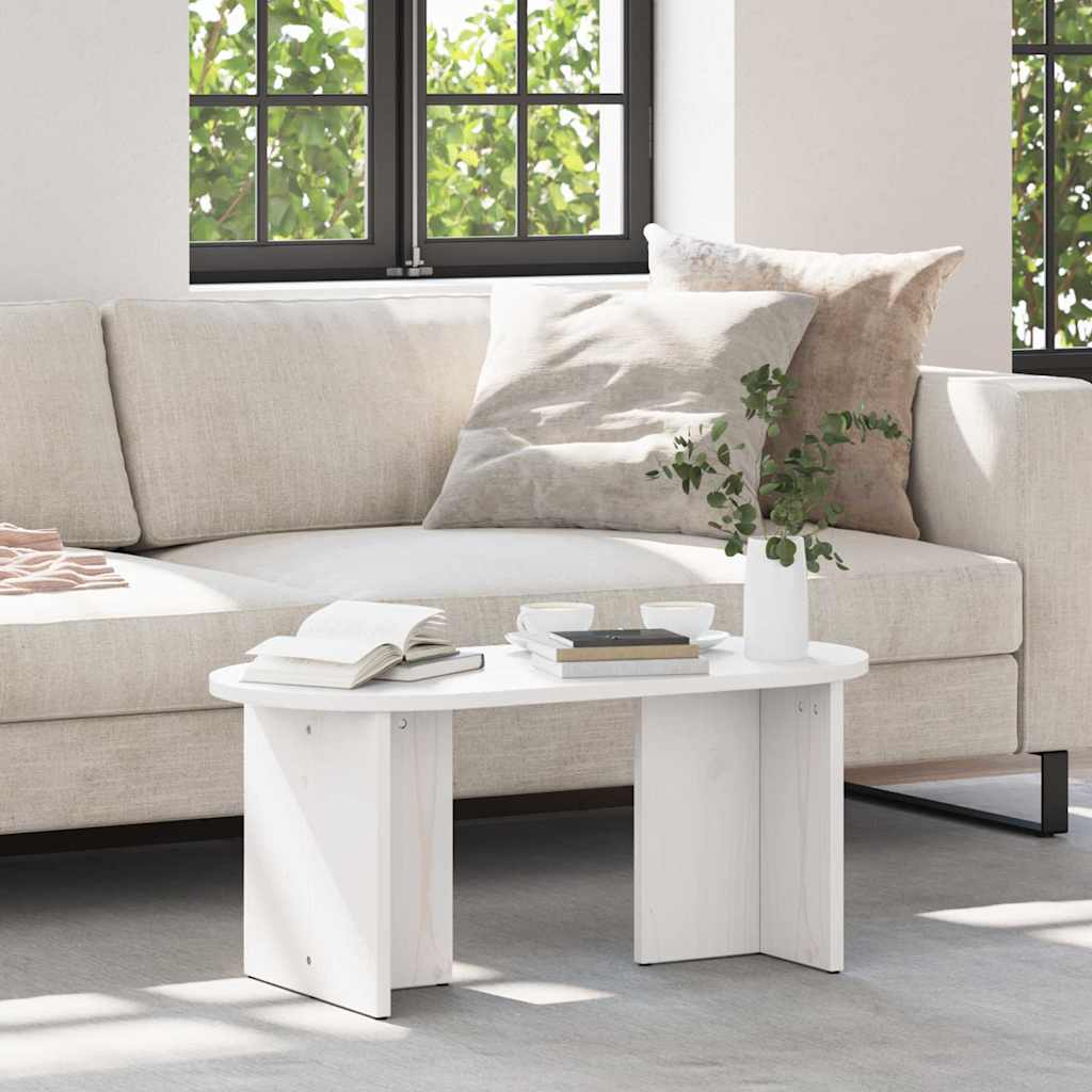 Weißer Couchtisch Kiefer Massivholz 80 cm