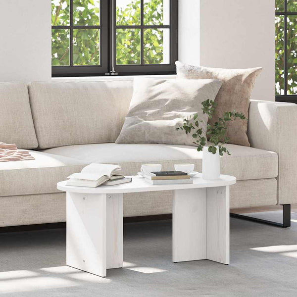 Weißer Couchtisch Kiefer Massivholz 80 cm