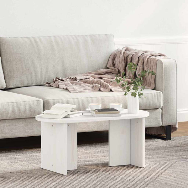 Weißer Couchtisch Kiefer Massivholz 80 cm