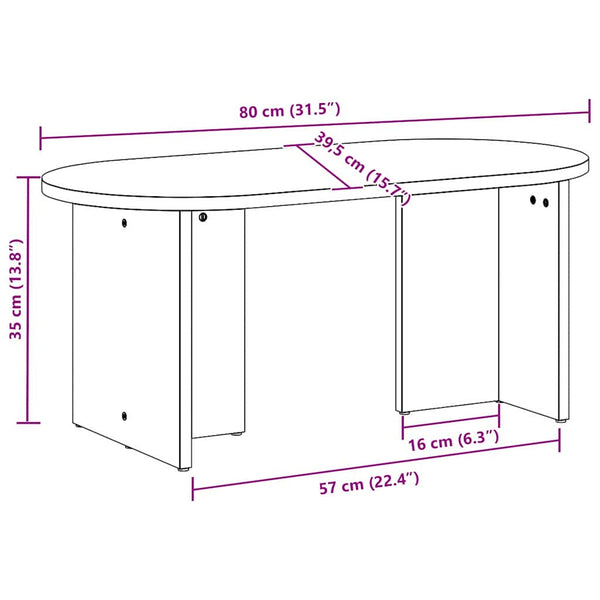 Wachsbrauner Couchtisch Kiefer Massivholz 80cm