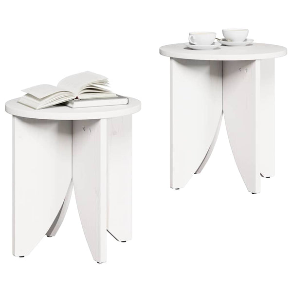 Couchtisch 2er Set Weiß Kiefernholz