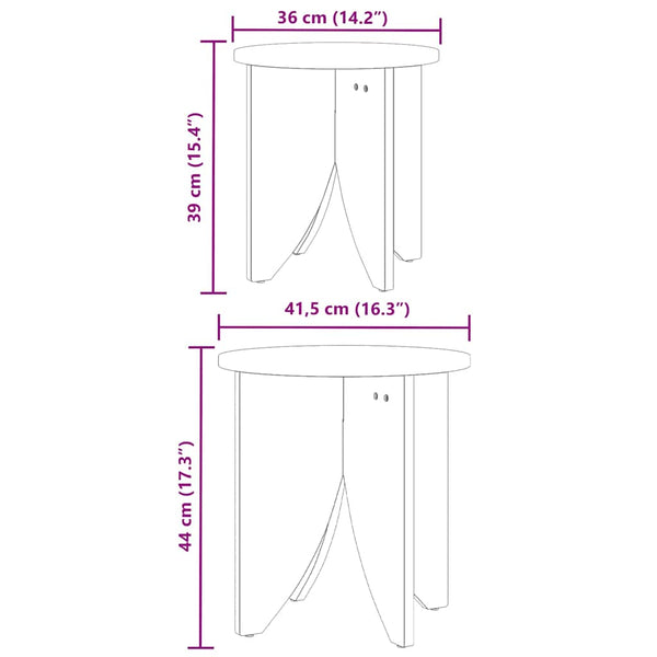 Couchtisch Set, 2-teilig, Wachsbraun