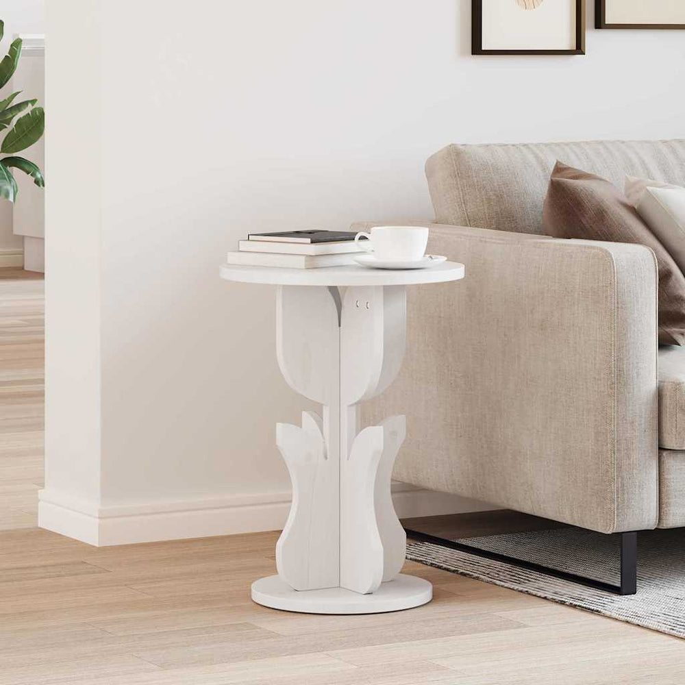 Weißer Couchtisch Kiefer Massivholz 39,5cm