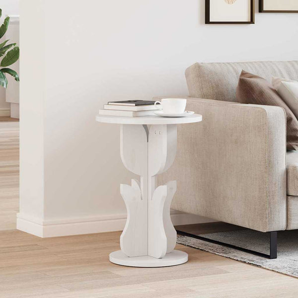 Weißer Couchtisch Kiefer Massivholz 39,5cm