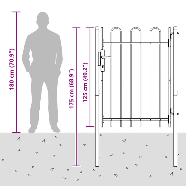 Gartentor Boxtel 103x175 cm Stahl Grau