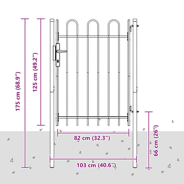 Gartentor Boxtel 103x175 cm Stahl Grau