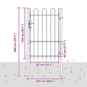 Graues Gartentor 103x200 cm Stahl