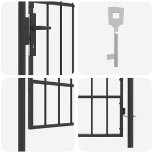 Graues Gartentor 103x225 cm Stahl