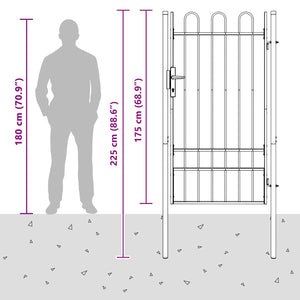 Graues Gartentor 103x225 cm Stahl