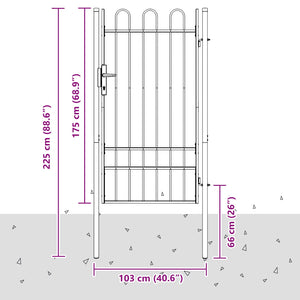 Graues Gartentor 103x225 cm Stahl