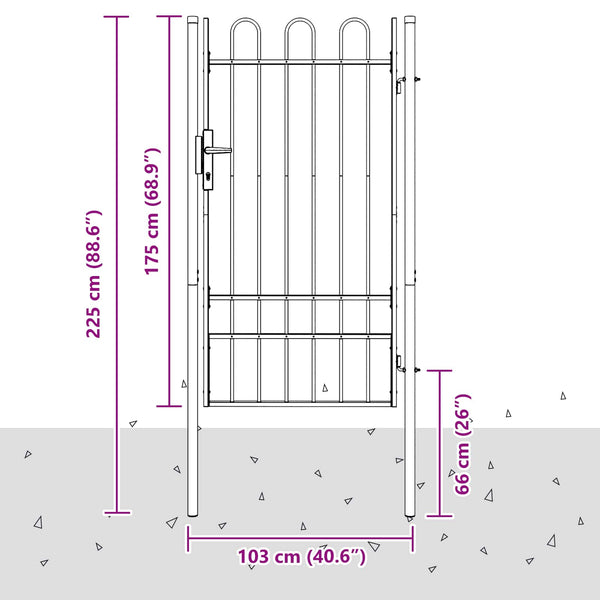 Graues Gartentor 103x225 cm Stahl