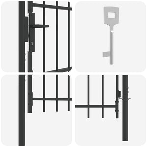 Graues Gartentor aus pulverbeschichtetem Stahl 103x250 cm