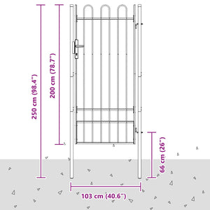 Graues Gartentor aus pulverbeschichtetem Stahl 103x250 cm