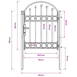 Graues Stahl Zauntor 100x125cm