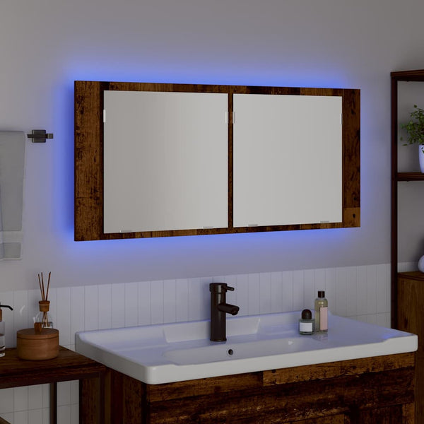 LED Spiegelschrank Altholz 100cm