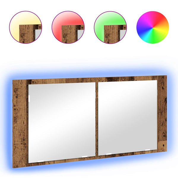 LED Spiegelschrank Altholz 100cm
