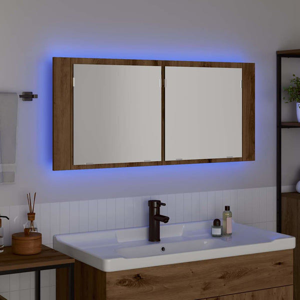LED Spiegelschrank mit Regal Artisan-Eiche 100cm