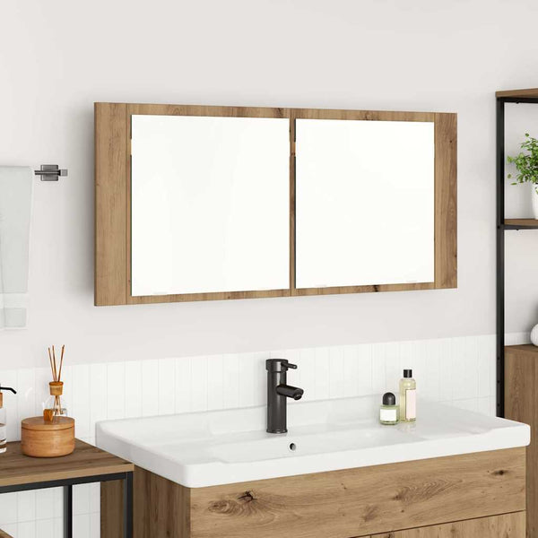 LED Spiegelschrank mit Regal Artisan-Eiche 100cm