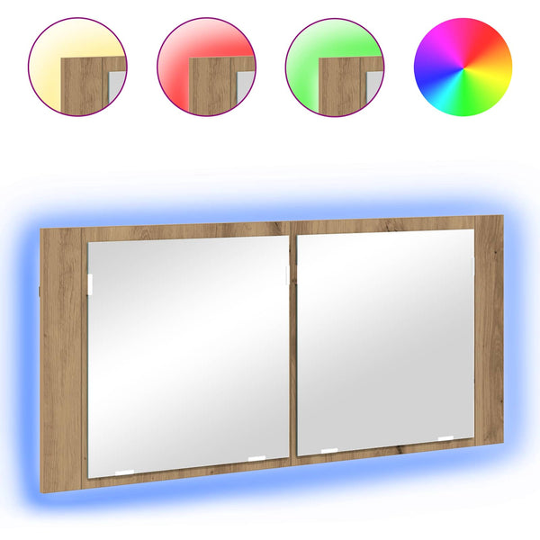 LED Spiegelschrank mit Regal Artisan-Eiche 100cm