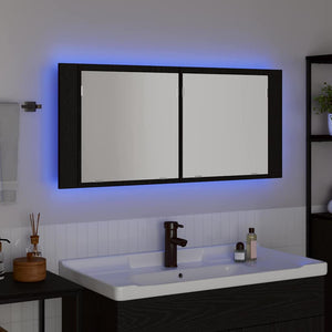 LED Spiegelschrank Schwarz Eiche 100cm